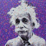 Portrait Albert Einsteins aus vielen kleinen Bildern