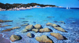 Bay in Sardinia by Uwe Herbst, 110 x 200 cm.