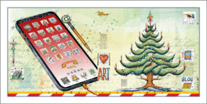 Weihnachtskarte mit Smartphone