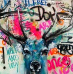 Deer Graffiti von Ilona Griss-Schwärzler 100 x 100