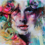 Kissed by light and Flowers by Ilona Griss-Schwärzler, 100 x 100 cm