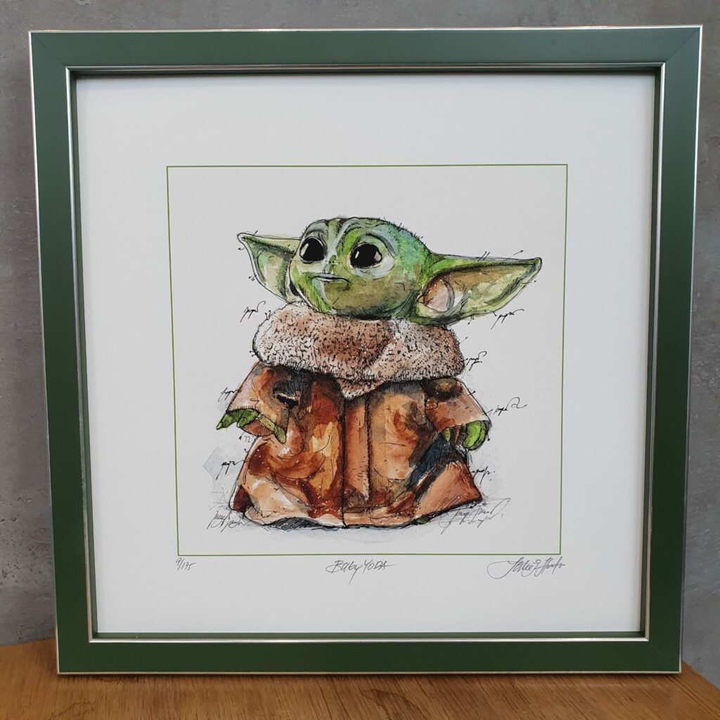 Baby Yoda, gerahmt