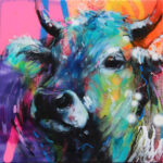 Cow Vivid (b) by Ilona Griss-Schwärzler; 40 x 40cm